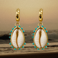 Aqua Cowrie Hoops