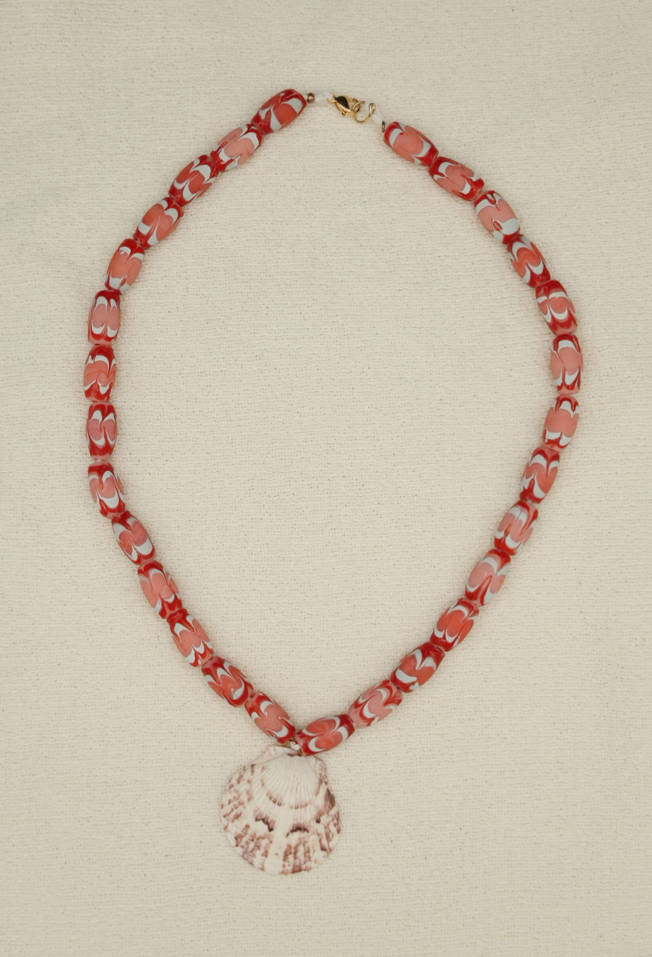 Pink Beaded Shell Necklace